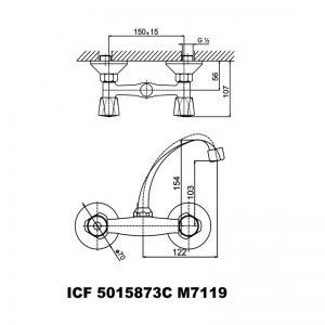 Смесител за кухненска мивка КУИК стенен с J-лебедка ICF 5015873C M7119