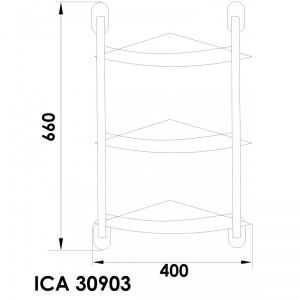 Стъклена тройна ъглова полица с борд АРИЕЛ ICA 30903