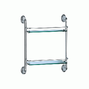Двойна стъклена полица за баня с борд 40 см ICA 9802