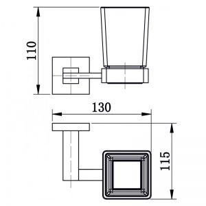 Държач и чаша за четки за зъби НАОМИ ICA 2658 квадратен дизайн
