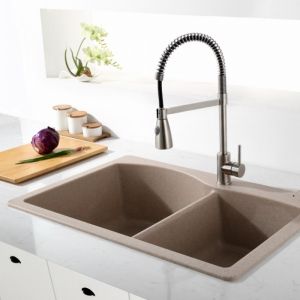 Гранитна кухненска мивка 84х56х24 см бежова ICGS 8401 SAND