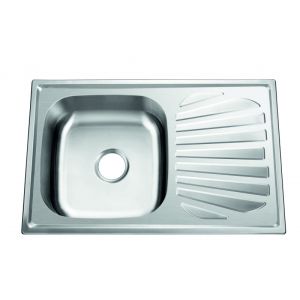 Кухненска мивка от алпака за вграждане ТЕМПИКО 80х50х22 см с десен плот ICK 8022