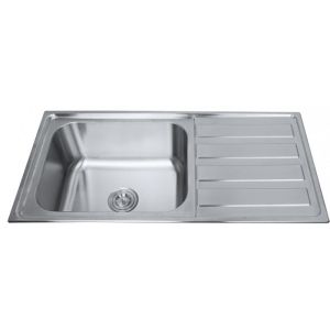 Кухненска мивка от алпака за вграждане с десен плот ТЕМПИКО 100х50х24 см ICK 10050