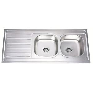 Двойна кухненска мивка от алпака бордова 120х60х16 см ICK 12060