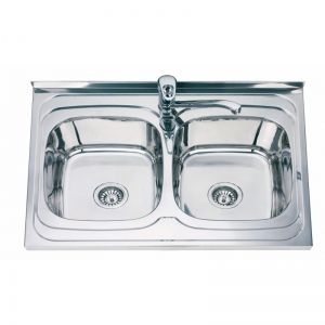Двойна кухненска мивка от алпака бордова 80х60х18 см ICK SS8060P
