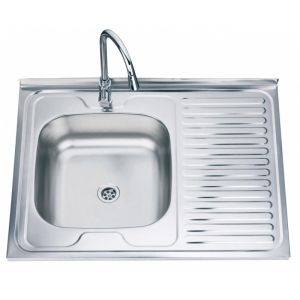 Бордова кухненска мивка от алпака с десен плот 80х60х16 см ICK 8060A