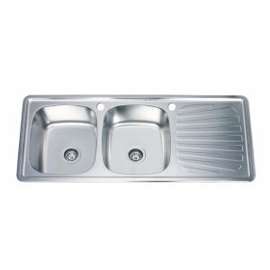 Двойна кухненска мивка от алпака за вграждане с десен плот 120х50х16 см ICK 12050 SS