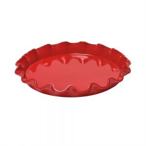 EMILE HENRY Керамична форма за тарт "RUFFLED TART DISH" - Ø33 см - цвят червен