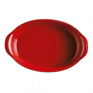 EMILE HENRY Керамична овална форма за печене "LARGE OVAL OVEN DISH" - 41,5х26,5 см - цвят червен