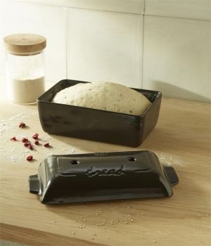 EMILE HENRY Керамична правоъгълна форма за печене на хляб "BREAD LOAF BAKER" - 28х13х12 см - цвят черен