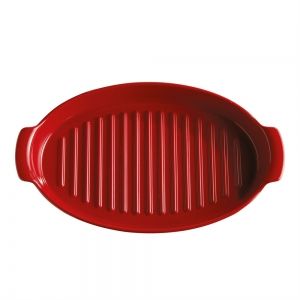 EMILE HENRY Керамична овална тава за печене "PAPILLOTE" - 1,9 л / 42х25 см - цвят червен