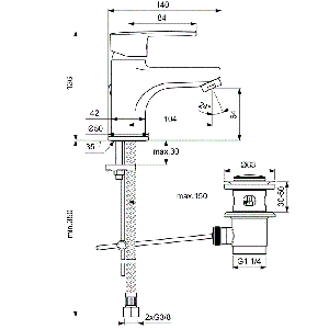 Смесителна батерия за умивалник за баня CALISTA с изпразнител VIDIMA B0865AA