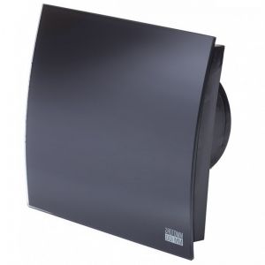 Вентилатор за баня и тоалетна MM-P/06 100/169 с клапа 100 мм с овален стъклен черен мат панел