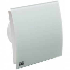 Вентилатор за баня и тоалетна MM-P/06 100/169 с клапа 100 мм с овален стъклен панел бял мат