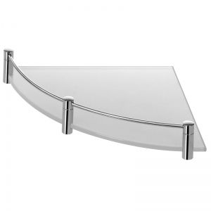 Стъклена ъглова полица за баня с борд 25х25 см прозрачна / матирана Аксесоари AQUA TERRA 0633