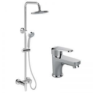 Комплект стационарна душ система и смесител за мивка за баня SEVA L без чучур VIDIMA