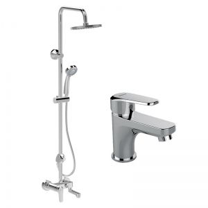 Комплект стационарна душ система и смесител за мивка за баня SEVA L с чучур VIDIMA