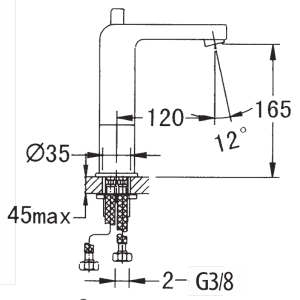 Смесителна батерия за умивалник за баня PICASSO с изпразнител средно висока BERGSEE BS8227А-37