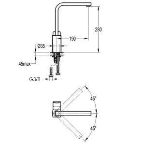 Смесителна батерия за кухненска мивка GALA с висок въртящ се чучур BERGSEE BS8769-57