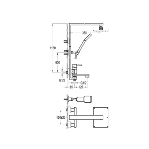 Стационарна душ система за баня RELAX с чучур BERGSEE BS8166-56