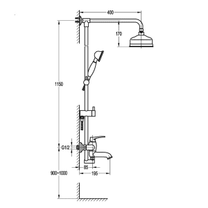Стационарна душ система за баня BELLA с чучур BERGSEE BS8187-77
