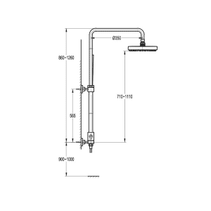 Стационарна душ система за баня JUNO за стенен смесител BERGSEE BS8850