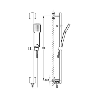 Тръбно окачване за баня за вграден смесител PICASSO комплект с ръчен душ и шлаух BS9539- 550