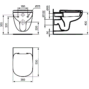 Окачена тоалетна чиния TEMPO IDEAL STANDARD T331101