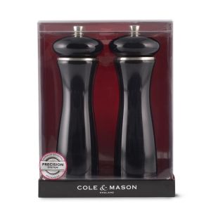 COLE&MASON Комплект мелнички за сол и пипер “SHERWOOD BLACK GLOSS“ - 20 см - цвят черен