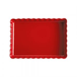 EMILE HENRY Керамична правоъгълна форма за тарт "DEEP RECTANGULAR TART DISH "- 33,5х24 - цвят червен