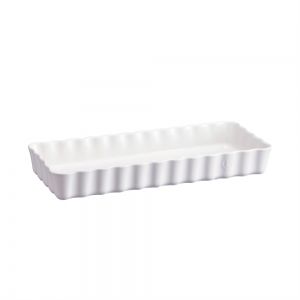 EMILE HENRY Керамична плитка правоъгълна форма за тарт "SLIM RECTANGULAR TART DISH" - 36х15 - цвят бял