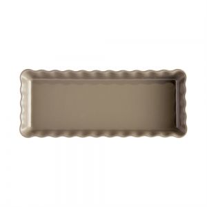 EMILE HENRY Керамична плитка правоъгълна форма за тарт "SLIM RECTANGULAR TART DISH" - 36х15 - цвят бежов