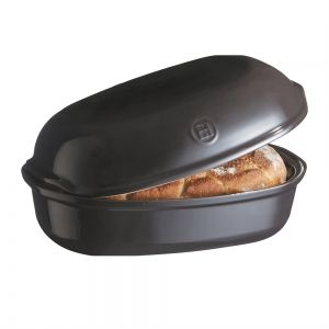 EMILE HENRY Керамична елипсовидна форма за печене на хляб "ARTISAN BREAD BAKER" - 34х22х15 см - цвят черен