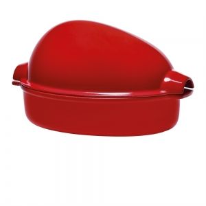 EMILE HENRY Керамична форма за печене на пиле "LARGE ROASTER" - 4 л / 42х28см - цвят червен