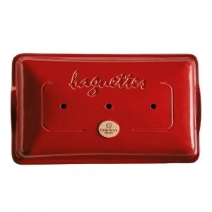 EMILE HENRY Керамична форма за печене на багета "BAGUETTE BAKER" - 39,5х23 см - цвят червен