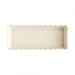 EMILE HENRY Керамична плитка правоъгълна форма за тарт "SLIM RECTANGULAR TART DISH" - 36х15 - цвят екрю