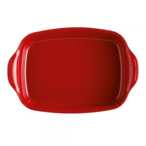 EMILE HENRY Керамична правоъгълна форма за печене "LARGE RECTANGULAR OVEN DISH" - 42х28 см - цвят червен