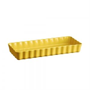 EMILE HENRY Керамична плитка правоъгълна форма за тарт "SLIM RECTANGULAR TART DISH" - 36х15 - цвят жълт