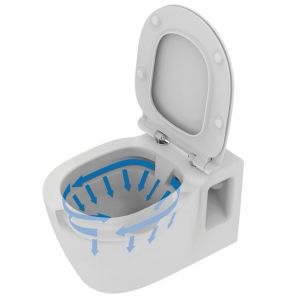 Окачена тоалетна чиния CONNECT без ринг с ултратънка седалка със забавено падане IDEAL STANDARD