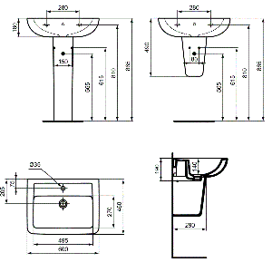 Умивалник за баня EUROVIT PLUS 60 см IDEAL STANDARD V302701