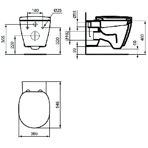 Окачена тоалетна чиния CONNECT с медицинско предназначение и седалка със забавено падане IDEAL STANDARD E804501
