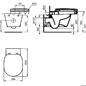 Конзолна тоалетна чиния CONNECT и седалка със забавено падане IDEAL STANDARD E803501
