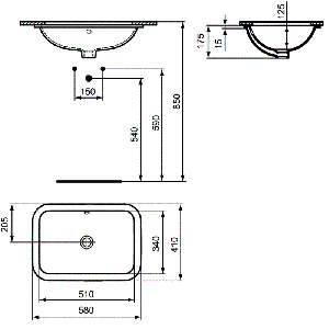 Умивалник за баня за вграждане под плот CONNECT 58 см IDEAL STANDARD E506101
