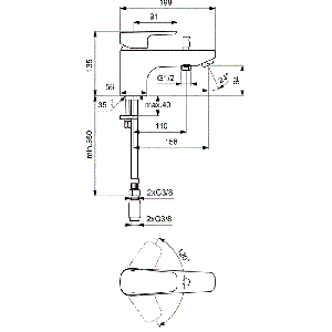 Смесителна батерия за вана/душ CERAPLAN III стояща IDEAL STANDARD B0769AA