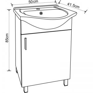 Долен PVC шкаф за баня АЛОРА 50 см ICP 5035