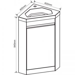 Ъглов шкаф за баня от PVC 40 см долен ICP 4040 NEW