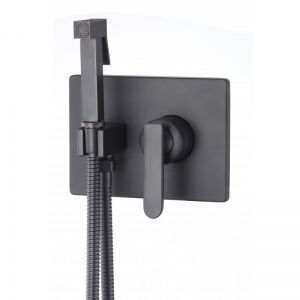 Черен комплект смесител за душ за вграждане с ръчен хигиенен душ ICT 3315B