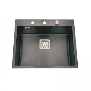 Черна кухненска мивка от неръждаема стомана за вграждане 60х50х20 см ICK 6052B