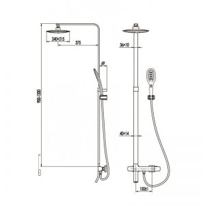 Стационарна душ система за баня с термостат с чучур МАРГО ICT 6372