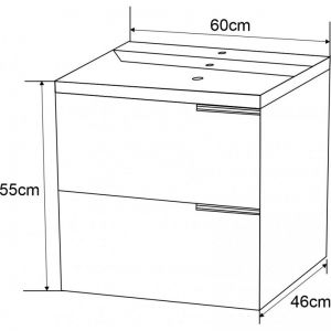 Конзолен шкаф за баня от PVC 60 см ICP 5935W